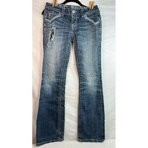 MEK St Louis Boot CutJeans SZ 26/32 DISTRESSED BoHo Festival Biker Clubwear